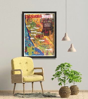 Poster im Retro-Stil Weinkarte Kalifornien