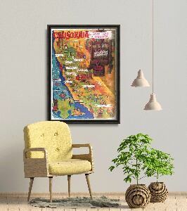 Poster im Retro-Stil Weinkarte Kalifornien