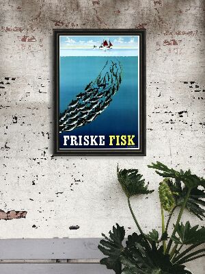 Poster Retro-Wohnzimmer Friske Fisk