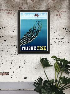Poster Retro-Wohnzimmer Friske Fisk