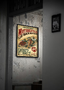 Weinleseplakat für das Wohnzimmer Flat Track Motorradrennen