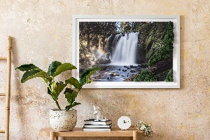 Moosbild lebend Wasserfall von Bäumen umgeben