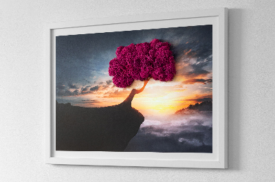 Moosbild lebend Ein Baum über dem Abgrund