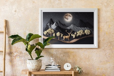 Moosbild Hirsch während des Vollmondes