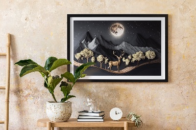 Moosbild Hirsch während des Vollmondes