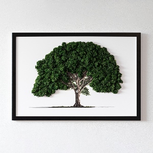 Moosbild Ein Baum auf einem weißen Hintergrund