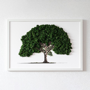 Moosbild Ein Baum auf einem weißen Hintergrund