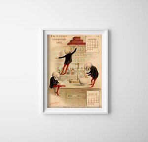 Poster im Retro-Stil Antikamnia Kalender Jan Feb Francais
