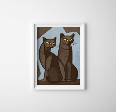 Poster im Retro-Stil Katzen von Tomoo Inagaki