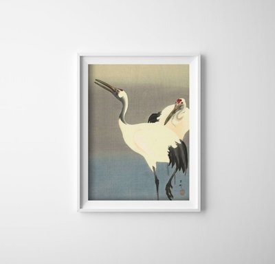 Retro-Poster Zwei Kräne von Ohary Koson