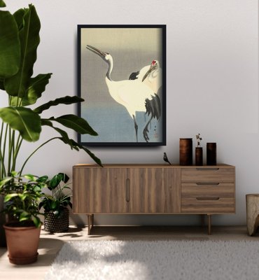 Retro-Poster Zwei Kräne von Ohary Koson