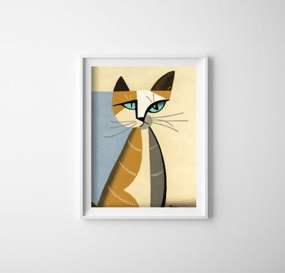 Vintage Poster Katze von Tomoo Inagaki