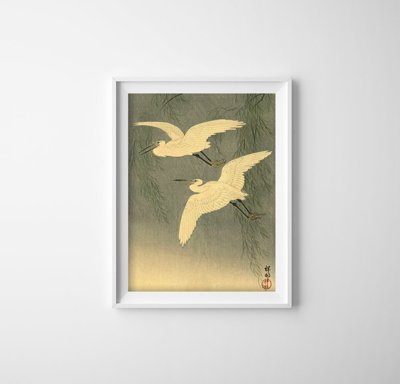 Poster im Retro-Stil Krane von Ohary Koson