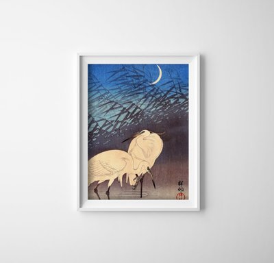 Weinleseplakat für das Wohnzimmer Krane von Ohary Koson