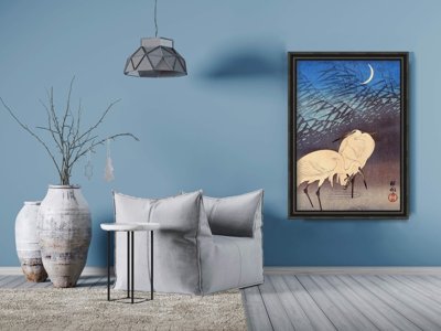 Weinleseplakat für das Wohnzimmer Krane von Ohary Koson