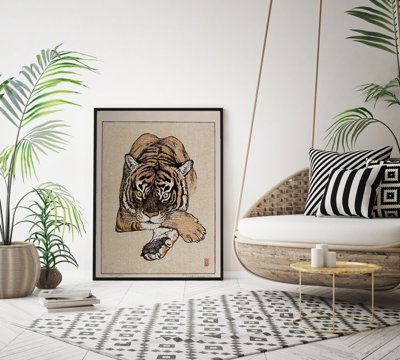 Poster im Retro-Stil Tiger von Toshi Yoshida