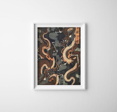 Poster an der Wand Dragons durch Utagawa Yoshitsuya