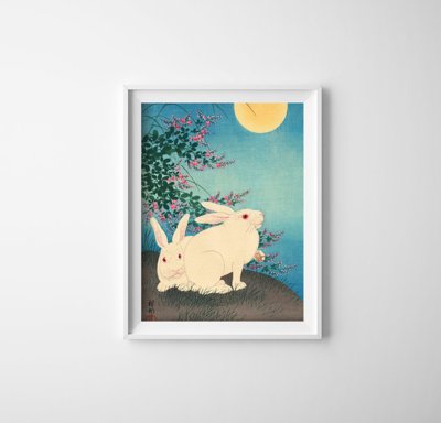 Retro-Poster Ohara Koson Kaninchen Poster Ukiyo-e Weinlese