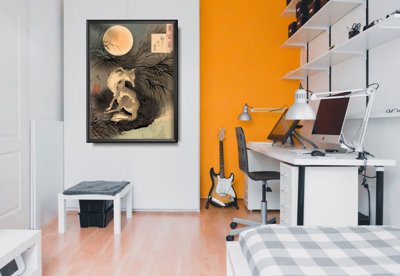Vintage Poster Der Mond auf der Ebene von Musashi Tsukioka Yoshito