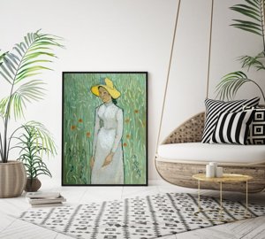 Poster im Retro-Stil Mädchen in Weiß Vincent van Gogh