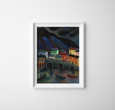 Poster im Retro-Stil Nachtangeln in Ascona Marianne von Werefkin