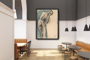 Weinleseplakat für das Wohnzimmer Edgar Degas Die Badende Serie