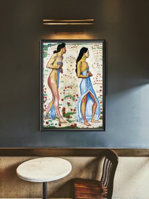 Plakat-Weinlese Zwei Frauen in den Blumen Ferdinand Hodler