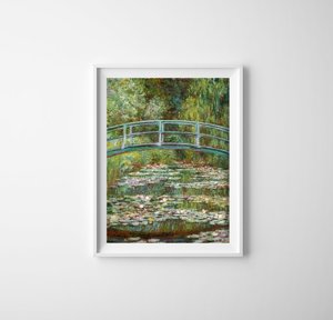 Weinleseplakat für das Wohnzimmer Eine Brücke über einen Teich durch Claude Monet