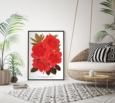 Retro-Poster Blumen-Rhododendron 1957