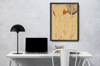 Weinleseplakat Zwei stehende halbnackten Frauen