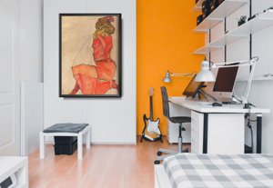 Weinleseplakat für das Wohnzimmer Kniende Egon Schiele