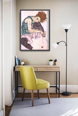 Retro-Poster Sitzende Frau mit gebeugtem Knie Egon Schiele