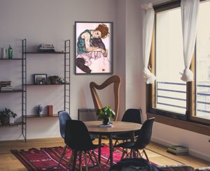 Retro-Poster Sitzende Frau mit gebeugtem Knie Egon Schiele