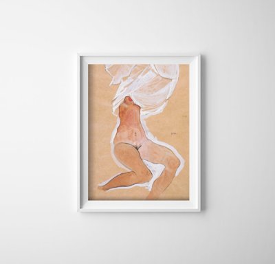 Plakat-Weinlese Sitzen nackte Mädchen Egon Schile