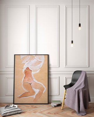 Plakat-Weinlese Sitzen nackte Mädchen Egon Schile