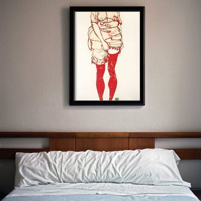 Weinleseplakat für das Wohnzimmer Egon Schiele Frau in Rot