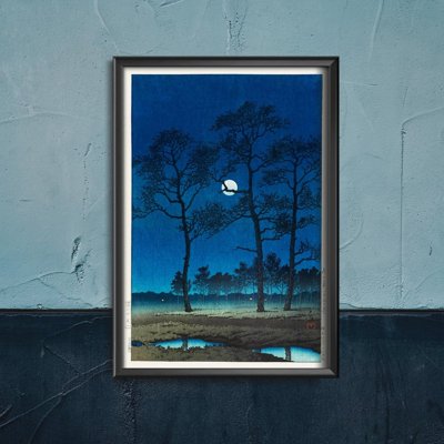Weinleseplakat Winter Mond von Kawase Hasui