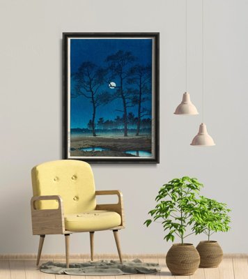 Weinleseplakat Winter Mond von Kawase Hasui