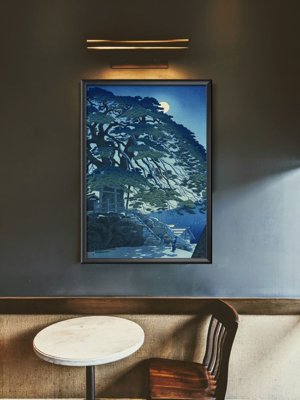 Retro-Poster Kiefern im Yudanaka Hot Spring von Shiro Kasamatsu