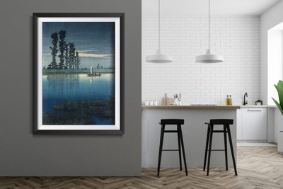 Poster im Retro-Stil Abend Ushibori Kawase Hasui