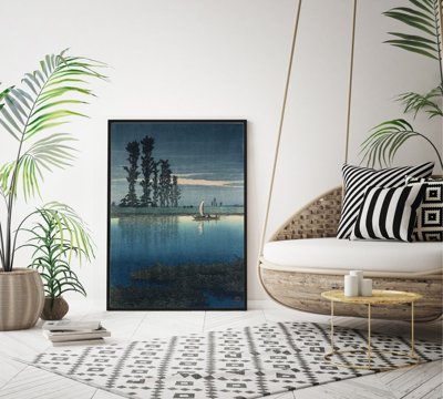 Poster im Retro-Stil Abend Ushibori Kawase Hasui