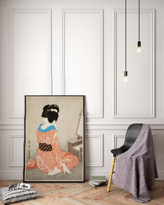 Weinleseplakat Eine Frau im roten Kimono