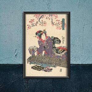 Poster im Retro-Stil Geisha mit Koto Keisai Eisen