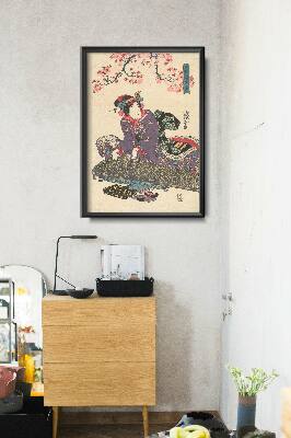 Poster im Retro-Stil Geisha mit Koto Keisai Eisen