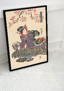 Poster im Retro-Stil Geisha mit Koto Keisai Eisen