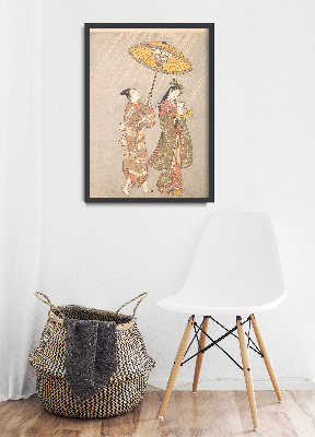 Poster Retro-Wohnzimmer Beten für regen