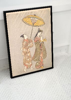 Poster Retro-Wohnzimmer Beten für regen