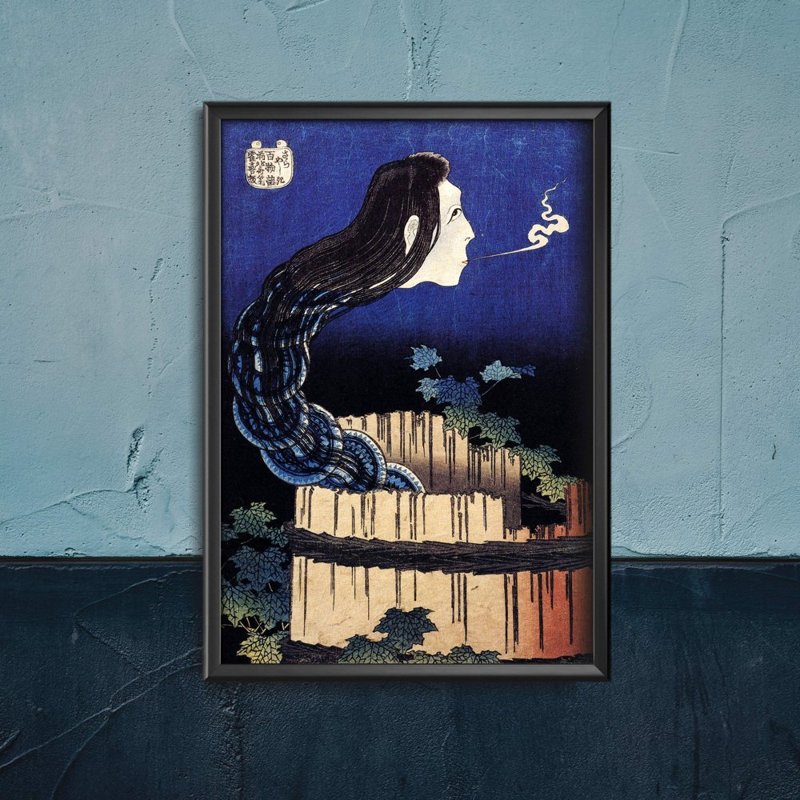 Plakat-Weinlese Abstraktion mit Platten Hokusai Ukiy