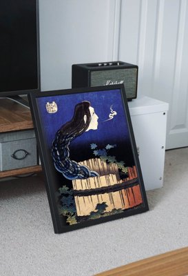 Plakat-Weinlese Abstraktion mit Platten Hokusai Ukiy