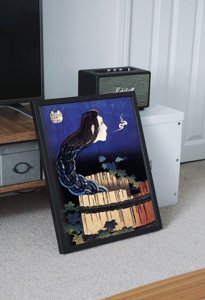 Plakat-Weinlese Abstraktion mit Platten Hokusai Ukiy